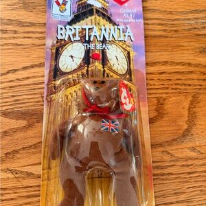 Ty Britannia the Bear with Union Jack and Red Ribbon